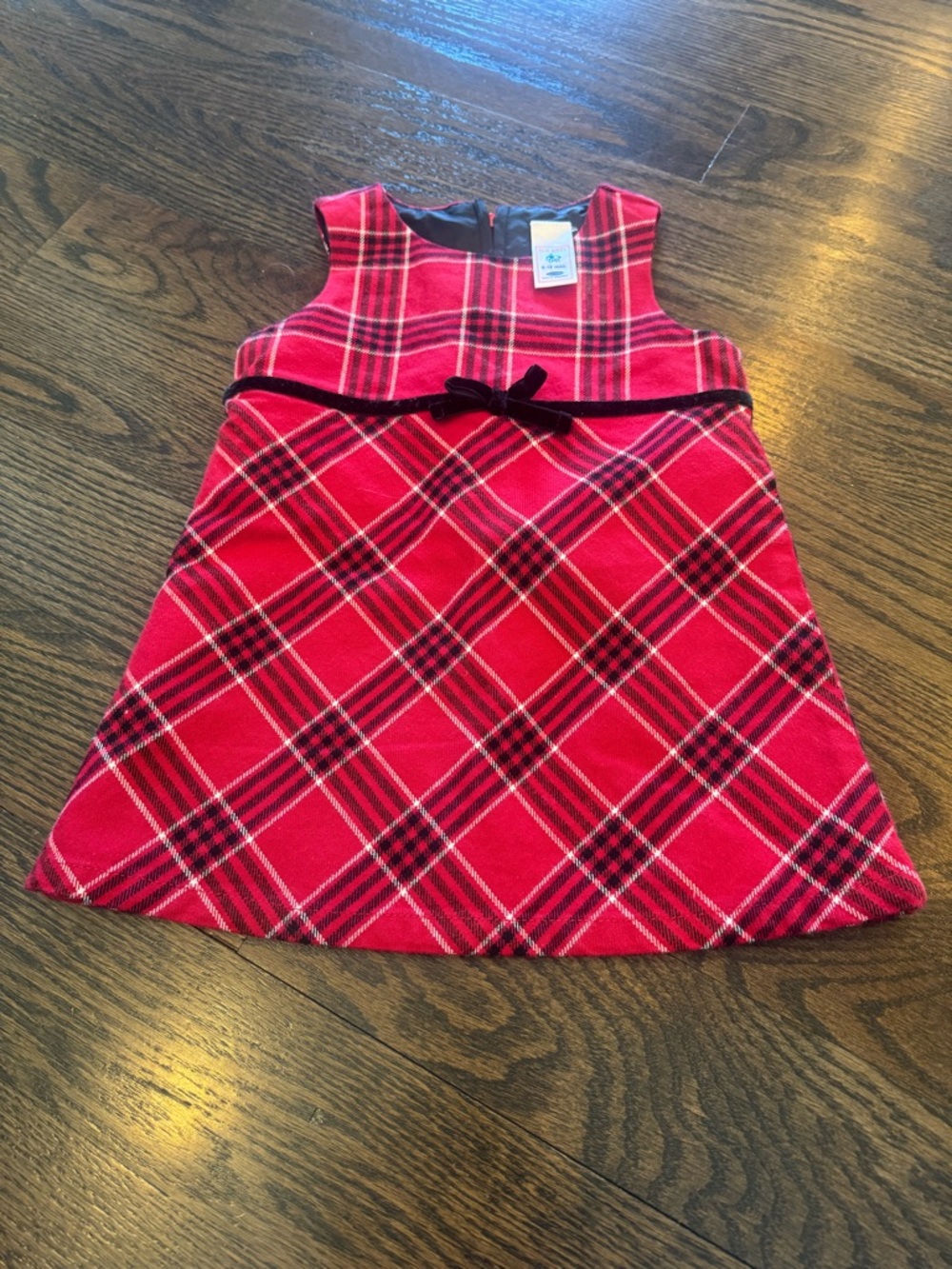 Old Navy Red Plaid Velvet-Trim Holiday Dress